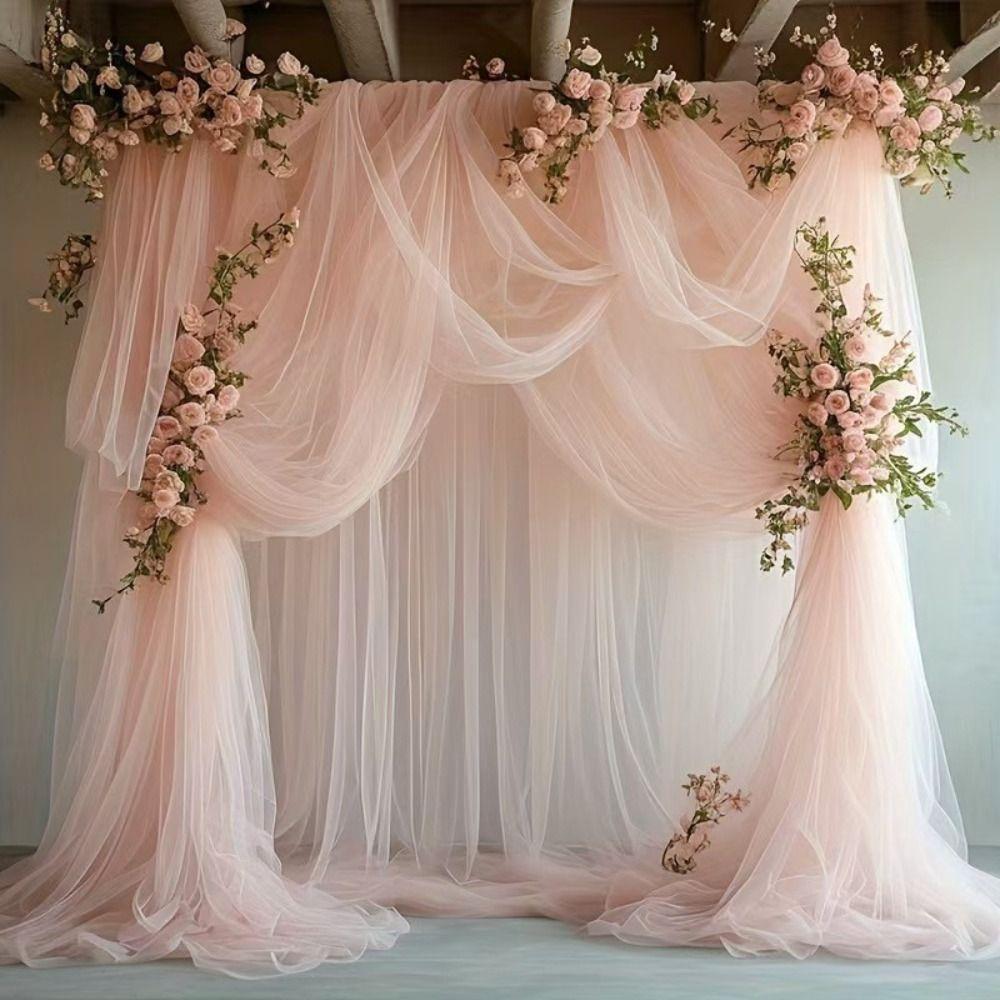 White Pink Wedding Tulle Arch Elegant Backdrop Fabric Arch Draping Fabric  Birthday Party