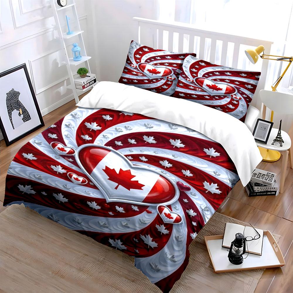 Maple leaves and hearts. Bedding sets Duvet cover sets Duvet covers Pillowcases(1*Duvet Cover 2*Pillowcases without duvet insert)