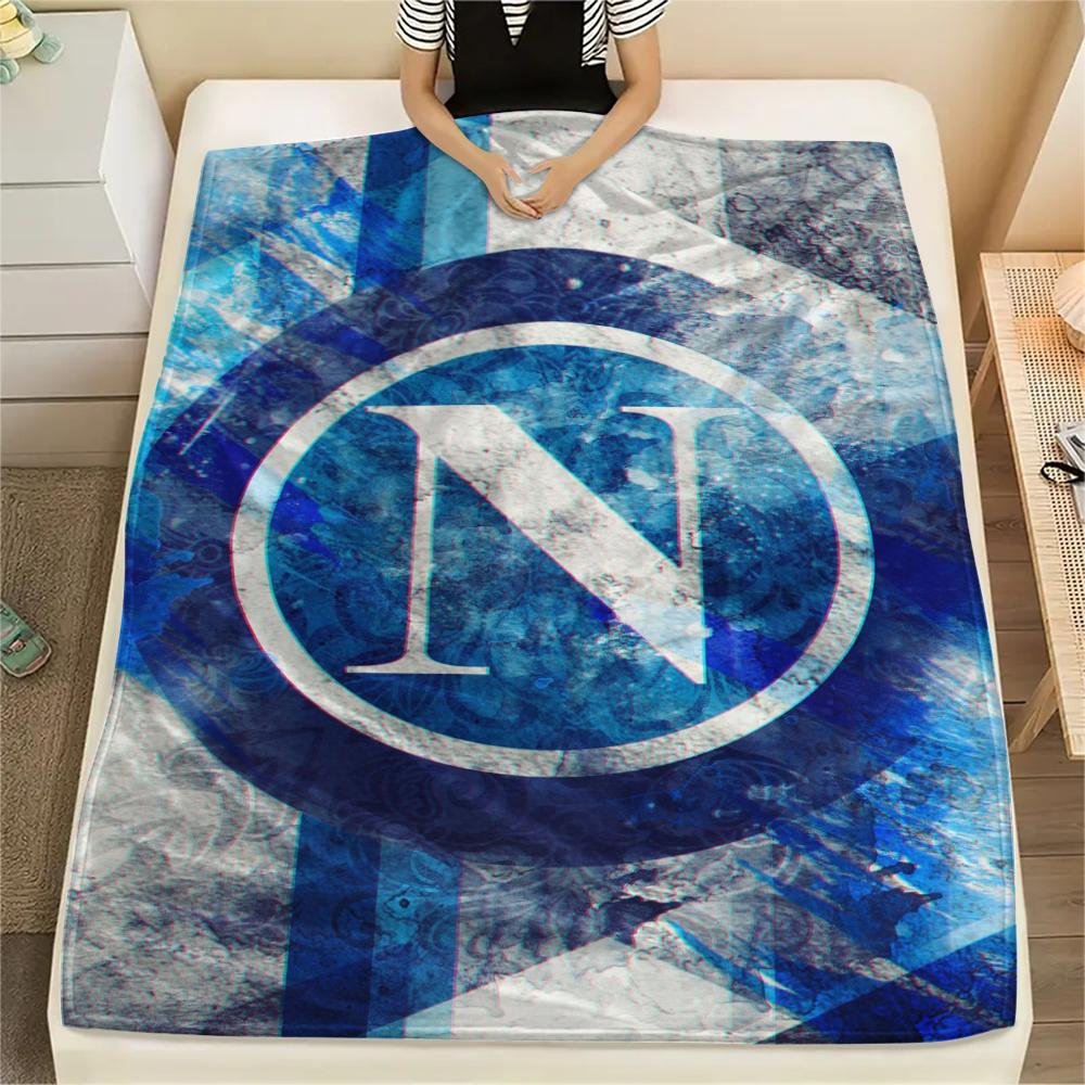 1PC Naples Football Print Flannel Blanket, High quality Comfortable for All Seasons, Home Decor, Warmth and Comfort, Perfect for Christmas Gifts 96