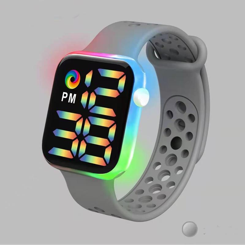 Trendy Unisex Square Luminous Electronic Wristwatch New Digital Sports Student Watch LED Watch Waterproof Man Woman Y1 Cool Rainbow