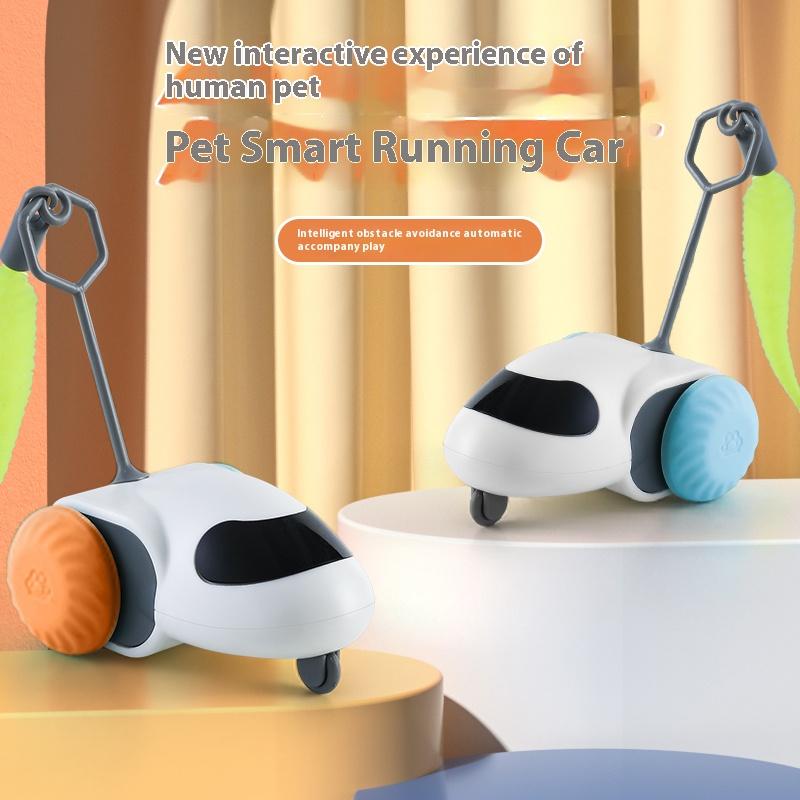 Умная интерактивная игрушечная машинка для кошек, автоматическое транспортное средство для домашних животных с функцией обнаружения препятствий, прочная для игр кошек в помещении