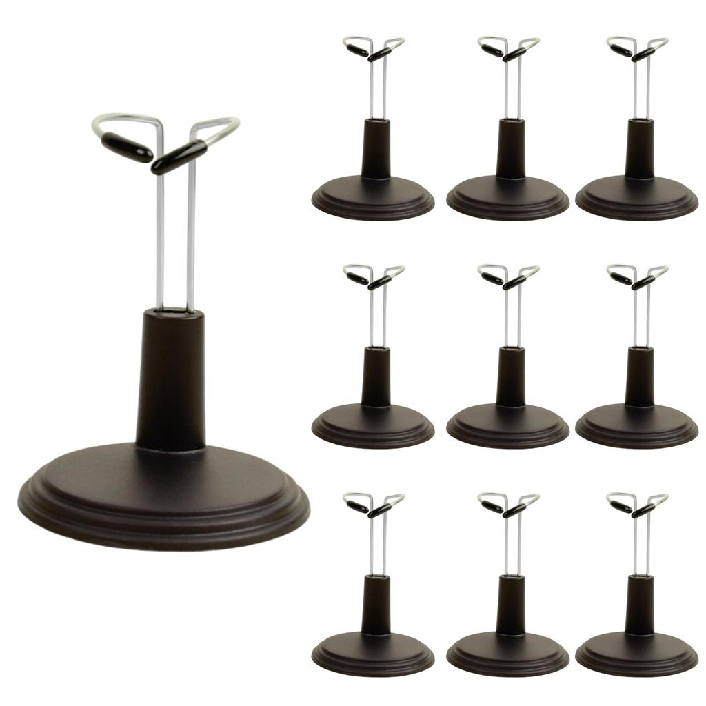 East Leaf Doll Stands, Figure Bases, Display Stands, Set of 10, Black, Figure Height: Approximately 15cm