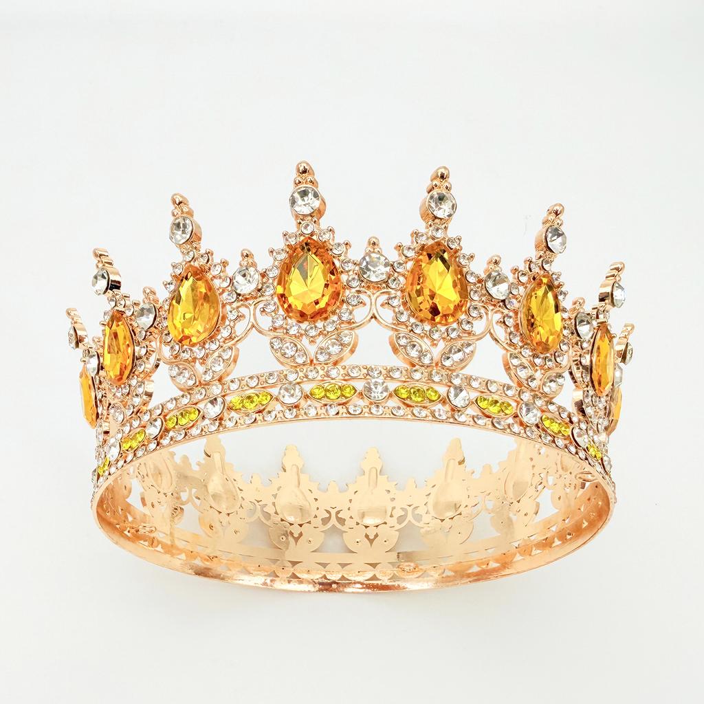 Full Circle Crown Tiara Colorful Baroque Retro Full Diamond Jewelry Wedding Accessories Crown Bridal Crown