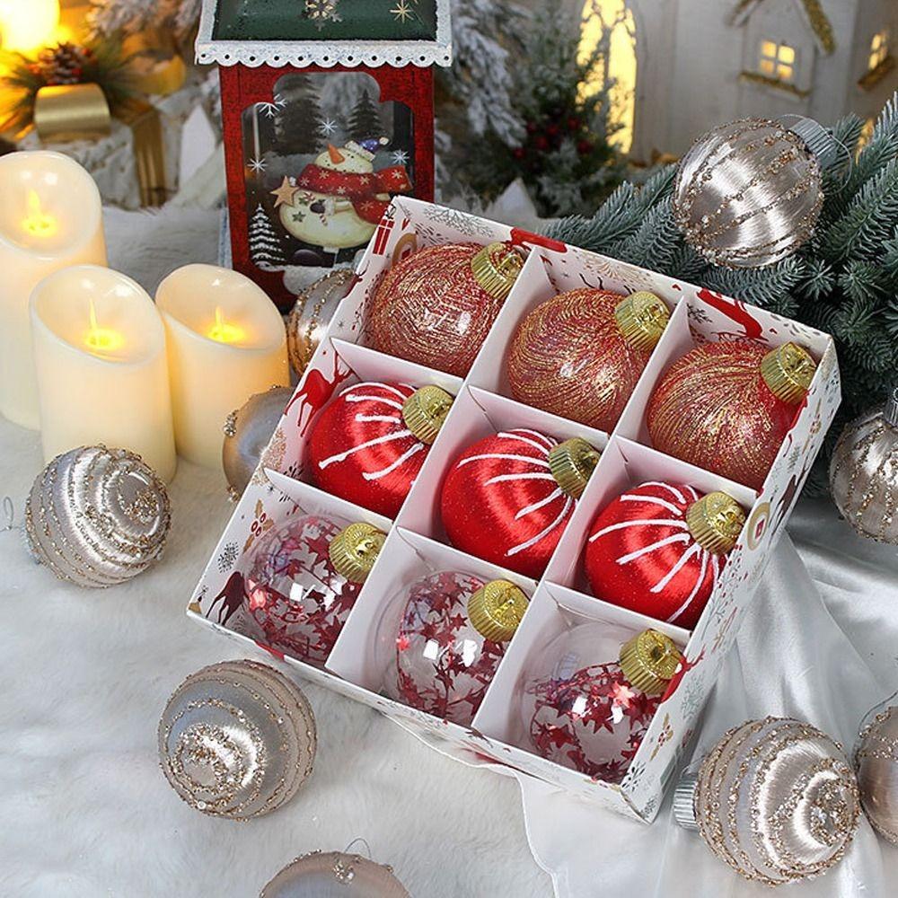 9 шт. 8 см Расписанный вручную шар-украшение Круглый подвесной шар для рождественской елки Новый год