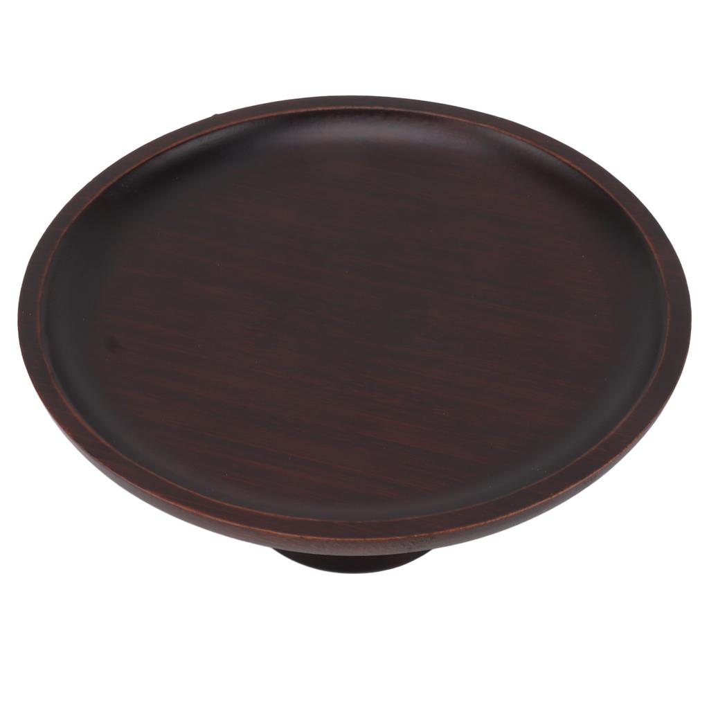 Simple Tall Fruit Plate Household Solid Wood Round High Fruit Cake Tray Tall Fruit Bowl Black