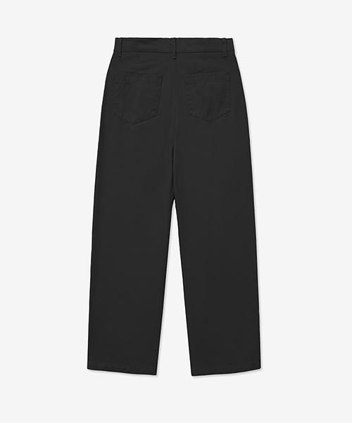 LADY VOLUME [All-Season] Pintuck Cotton Straight Pants_Black