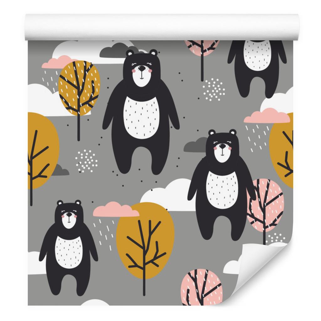 Teddy bears, clouds and trees wallpaper for living room and bedroom 50x1000