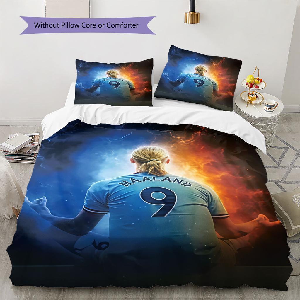 Erling Haaland Star Bedding Quilt Set Quilt Cover Pillowcase Home Decoration Birthday Gift (1 * duvet cover + 2 * pillowcase, without core)