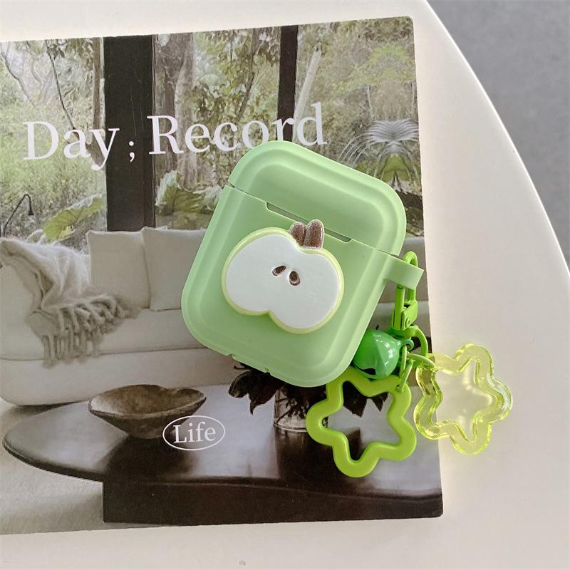 Matcha green three-dimensional apple for AirPods 1 generation protective case second generation 1 generation pro1 apple bluetooth headset case