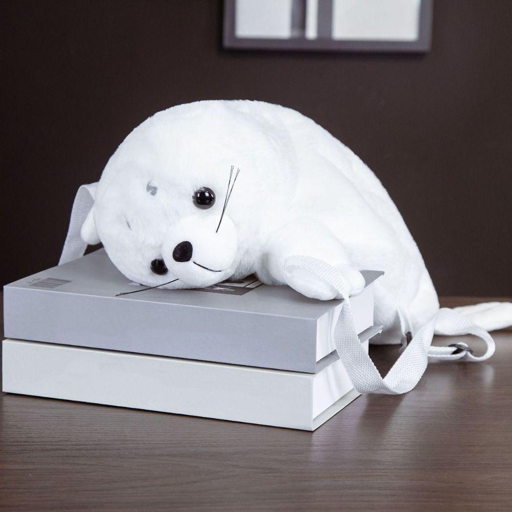 Сумка через плечо Тюлень Плюшевая Школьная сумка Милый Белый Морской котик Плюшевая сумка Мягкий Рюкзак Малыши Дети