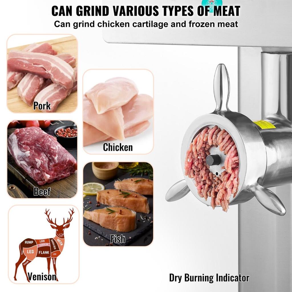 Commercial Electric Meat Grinder 36.7 Lbs/Min Industrial Cabinet Grinder