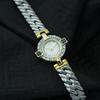 Luxury Two Tone Gold Silver Women's Wristwatch Diamond Sapphire Accent White Dial Roman Numeral Ladies Quartz Watch