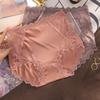 Medium To High Waisted Satin Lace Edge Compression Underwear for Women Seamless Sexy Antibacterial Crotch Lifting Breathable Triangle Panties