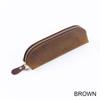 Vintage Zipper Leather Pencil Case Perfect Size Storage for Men & Women Stationery & Makeup Utensils