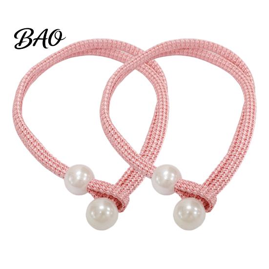 Wall Damage Free Curtain Holders 1 Pair Tiebacks for Drapes, Adjustable Rope Tie Backs, Faux No Drill Buckles Pearls Cord Buckle Holder Home