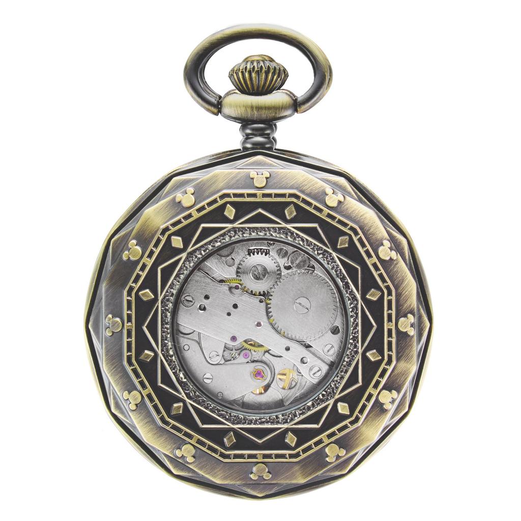 TREEWETO Mechanical Pocket Roman Open Time with Chain and Gift Watch, Bronze, Numerals, Face, 24-Hour Display, Box.