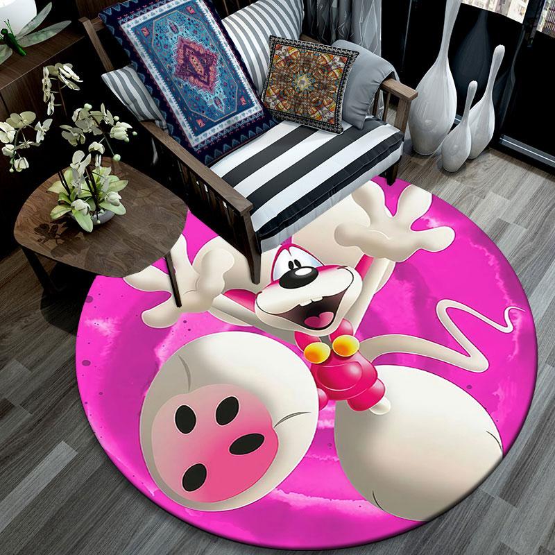 Diddl the Jumping Mouse3,Round Area Rug,Carpet Rug for Living Room Bedroom Sofa Playroom Decor,Non-slip Floor Mat