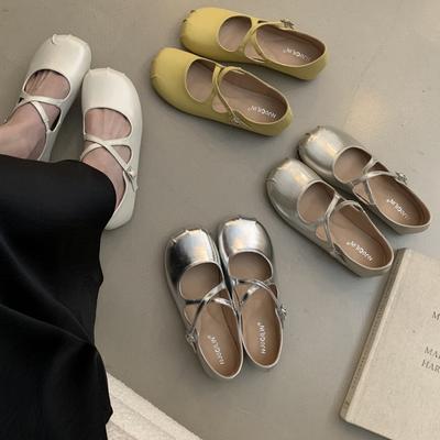 Нежные туфли Мэри Джейн на мягкой подошве, женские, из новой лицевой кожи, в стиле ретро, с квадратным носком, с мелким вырезом, на низком каблуке, одинарные