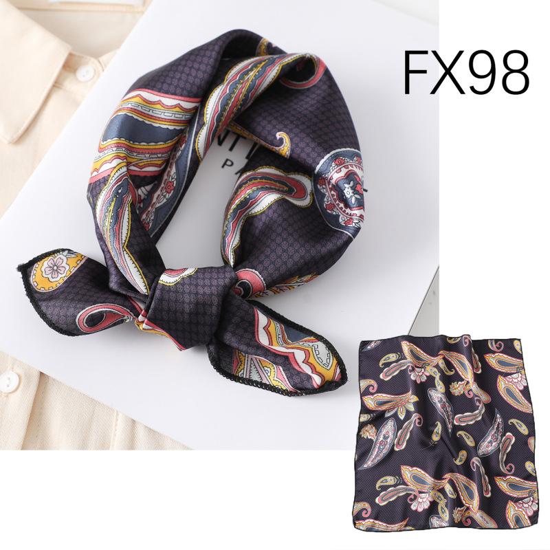 New Small Square Scarf for Women, Printed Silk Scarf, Decorative Neckerchief, Cartoon Animal Plaid Striped Scarf