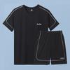 Mens Quick-Dry Ice Silk Sport Set Short Sleeve T-Shirt Shorts Running Gym Badminton