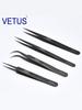 VETUS SA Black Series 302 Stainless Steel Precision Tweezers for Mobile, Watch Repair, Hair Removal, and Bird's Nest Picking
