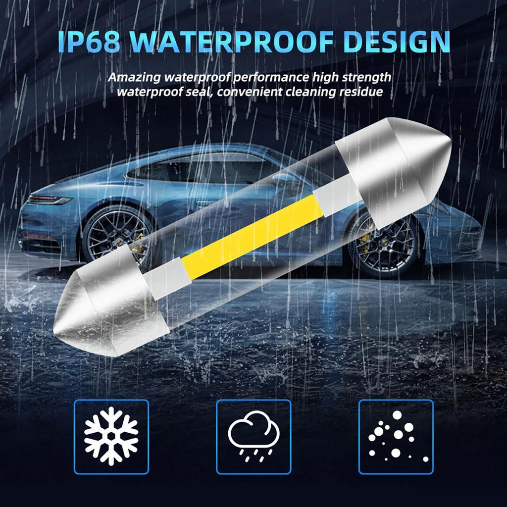 2 шт. C10W C5W Светодиодная лампа для освещения салона автомобиля, Festoon 31 мм 36 мм 39 мм 41 мм, COB светодиодные лампы для чтения, купольные лампы, освещение багажника, лампа номерного знака