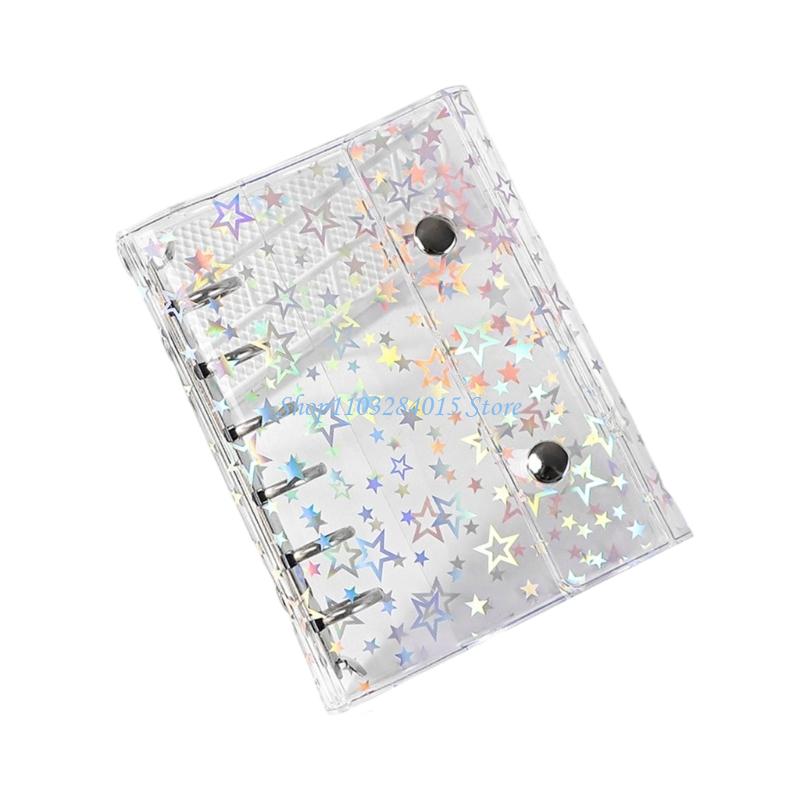 R6FF Two Clasps Secured Star Clear Ring Binder Folder Shatterproof PVC Material For Office School Needs