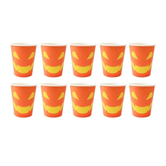 10Pcs Halloween Pumpkin Paper Plates Festive Tableware Halloween Thanksgiving Oil Resistant Dinner Plates for Harvest Parties