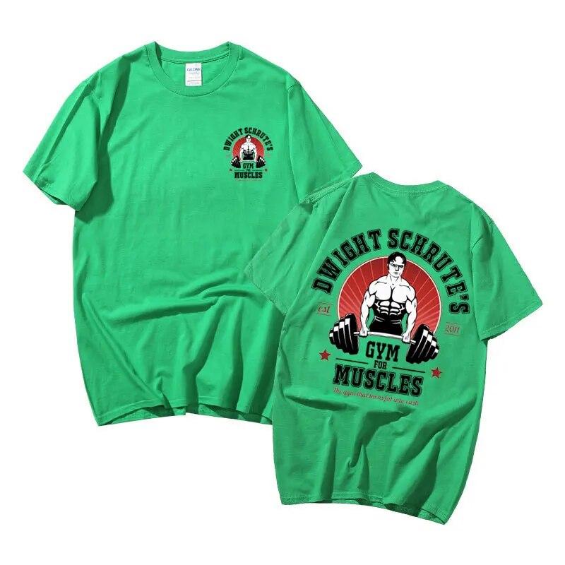 Powerhouse Gym Geek Dwight Schrute S Gym for Muscles Двухсторонняя футболка с принтом Унисекс Женская футболка Harajuku Футболки унисекс из хлопка
