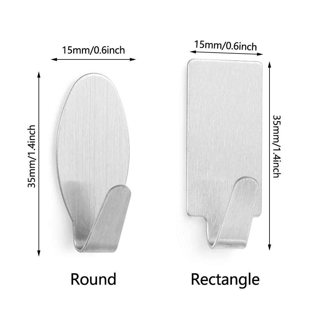 6 шт. Домашнее хранение Кухня Прочные липкие настенные крючки из нержавеющей стали Самоклеящаяся вешалка для одежды