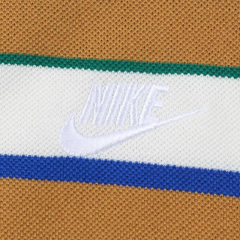 Nike Клубная полосатая рубашка-поло с длинным рукавом для отдыха на открытом воздухе, мужская льняная белая FZ0824-133