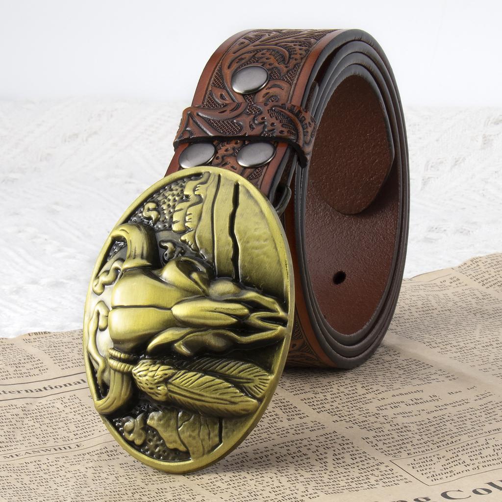 Ремень мужской кожаный вестерн деним индивидуальный ремень с коровьей головой мужской ремень из кожи премиум-класса