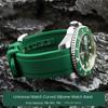 Curved End Rubber Strap For Rolex Water Ghost Seiko Mido Helmsman Casio Swordfish Arc Waterproof Diving Silicone Watchband 22mm