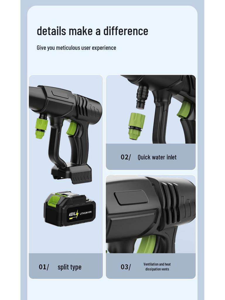 Портативный беспроводной пистолет-распылитель высокого давления для автомойки