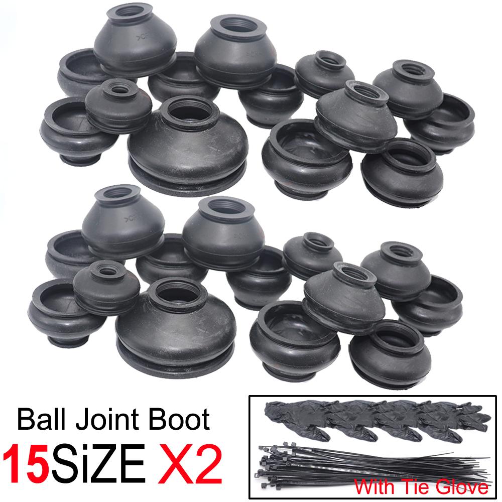 15SizeX2 Ball Joint Boot with Fasten Cable Tie Wrap Glove Suspension Steering Dust Cover Track End Rod Linkage Joints Boots Replacement
