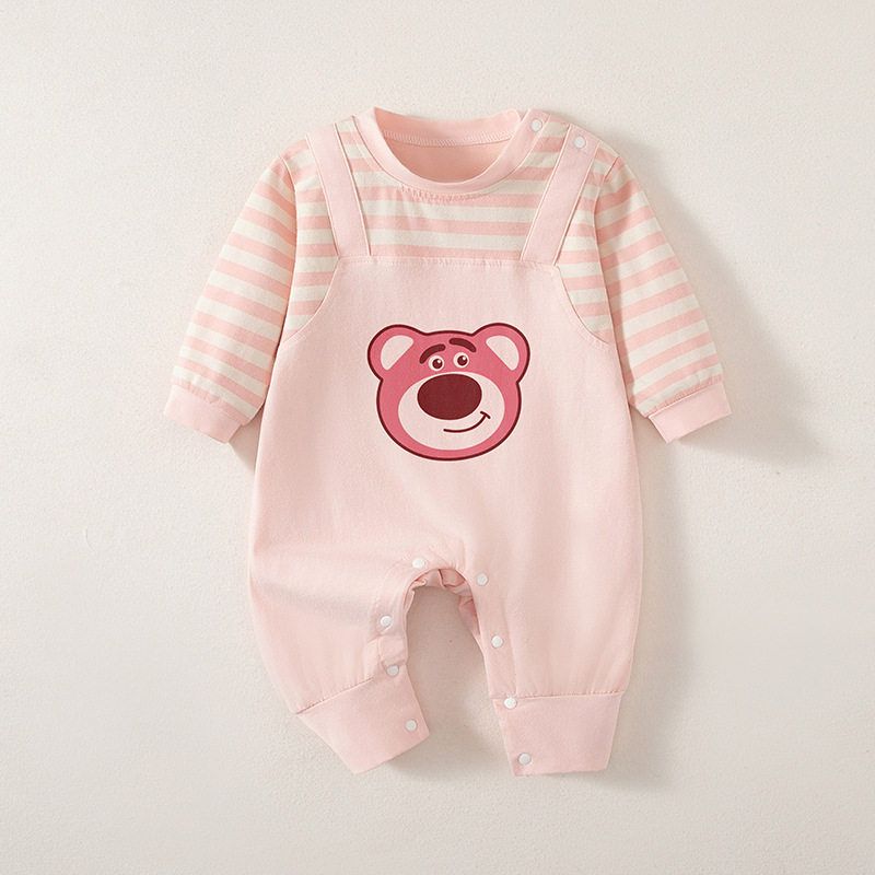 Newborn Baby Clothes, Spring and Autumn Long-Sleeved Pullover Romper, Super Cute Fake Two-Piece Outfit for Young Babies, Suitable for Going Out