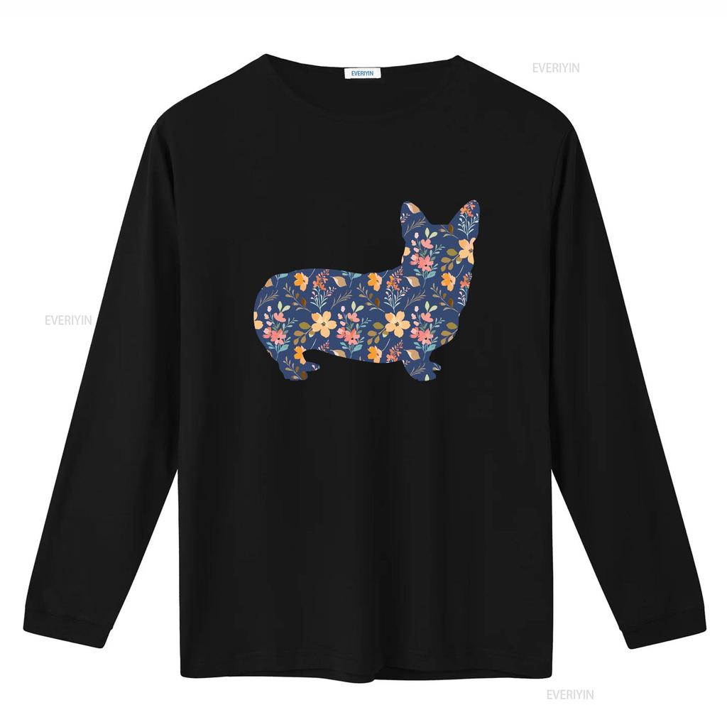 Цветочная футболка Corgi для мам собак Любителей королевского дизайна Подарок питомцу День рождения День святого Валентина Милый винтажный Стирка Уличная одежда