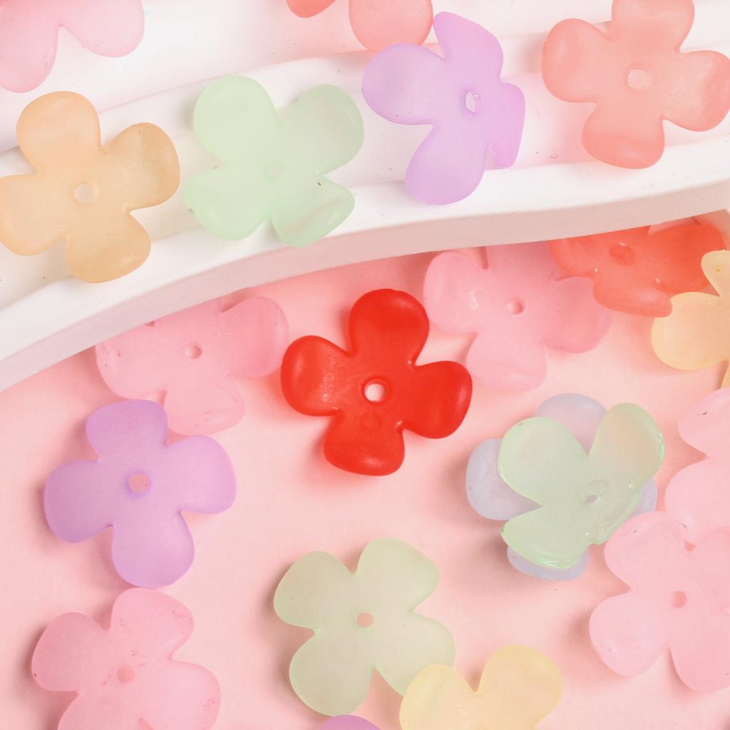 Unisex Fashion Frosted Beads 200pcs Bracelet Necklace Floret Receptacle Fashion Warm Color Handmade Acrylic DIY Jewelry Accessories Materials 15mm