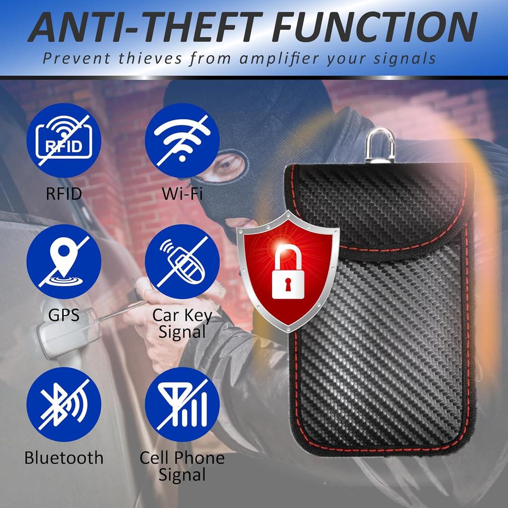 2 Pcs Faraday Bag For Car Keys, RFID Signal Blocking Pouch, Anti-Theft Key Fob Protector, Cell Phone Signal Blocker Case, Car Key Fob Cage (Small)
