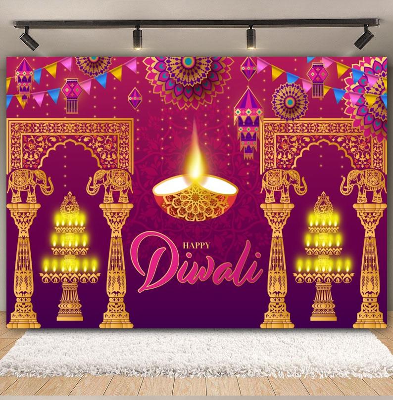 Happy Diwali Photography Backdrop Indian Diwali Tradition Deepavali Candle Marigold Wedding Birthday Background Photo Studio