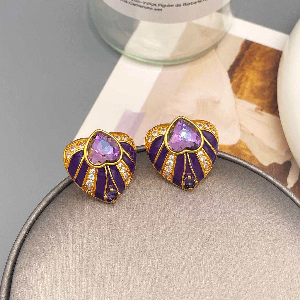 Elegant French Retro Zircon Hoop Earrings for Women