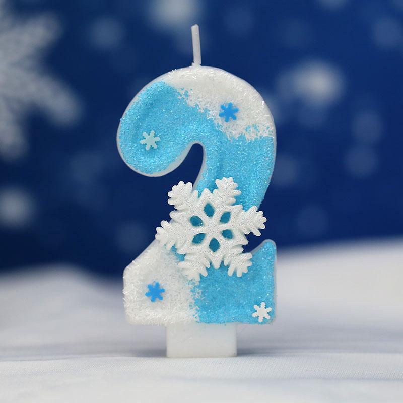 Blue Snowflake Birthday Frozen Candles 0-9 Number Cake Candle Princess Cake Topper Birthday Party Decoration Party Cake Supplies