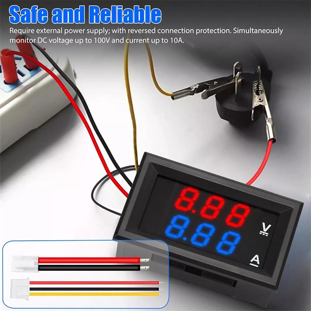 1Pcs Red Blue LED Display Digital Voltmeter Ammeter  Electromobile Motorcycle Car