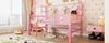 Children's bed 90*200cm, low loft bed with metal frame and storage compartments, suitable for children and teenagers. Pink