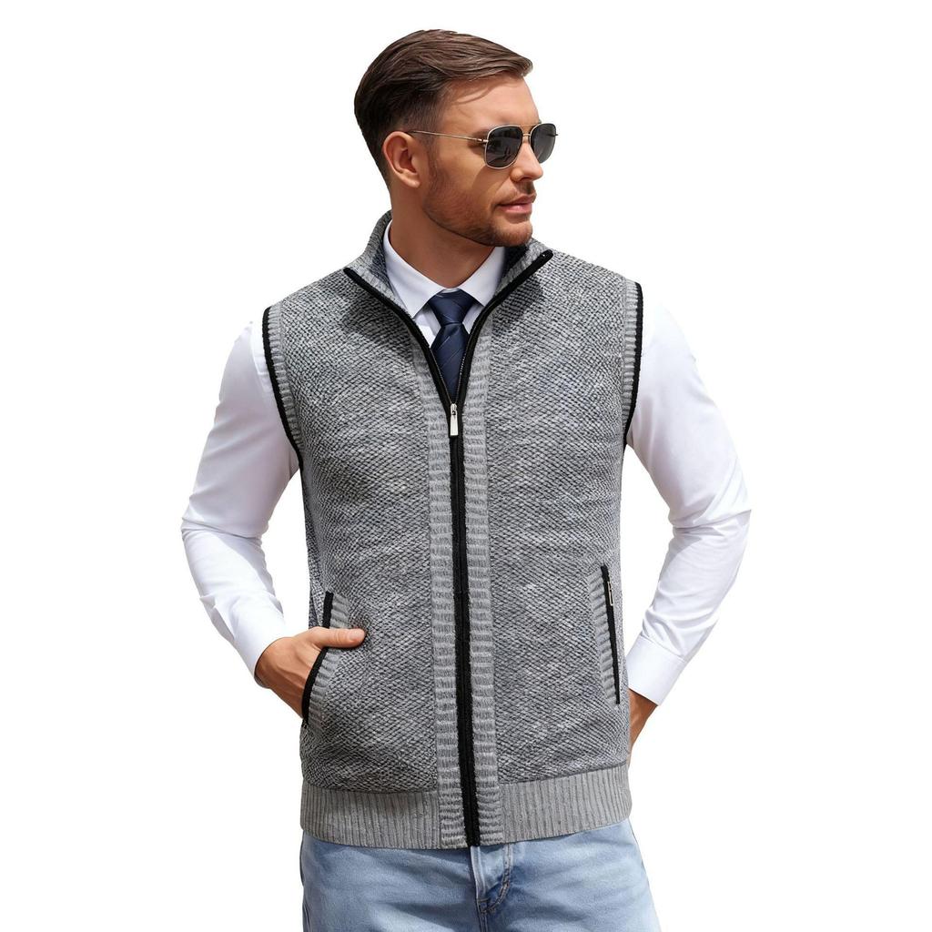 Мужской вязаный жилет с воротником-стойкой, Осень/Зима 2025