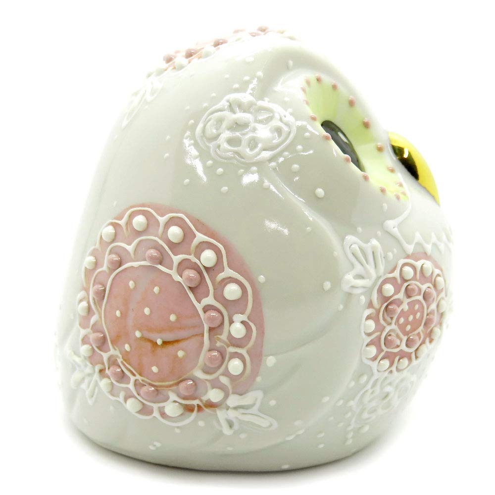 Фигурка-талисман, Керамика Кутани, Сова с шаром, Большая (розовый), Керамика, Подарок, Подарок на 60-летие