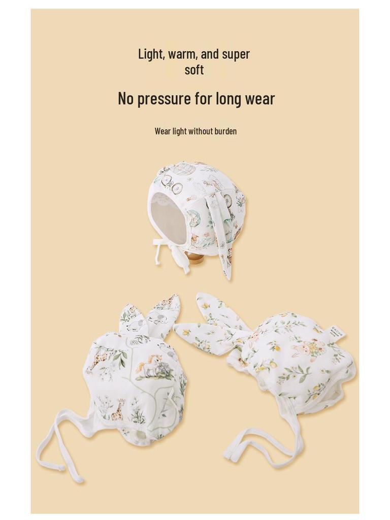 Bunny Ear Knitted Newborn Bonnet - Windproof Hat for 0-12 Months