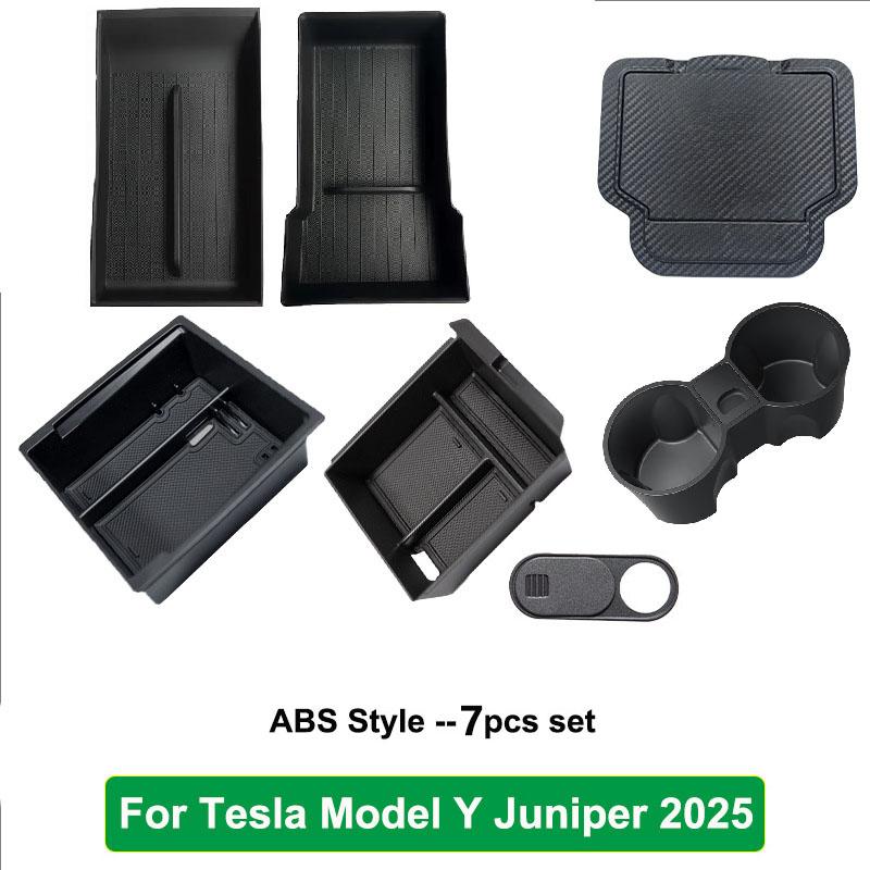 DQMN8 For Tesla Model Y Juniper 2025 Model 3 Highland Center Console Armrest Hidden Storage Box Cup Holder Car Organizer Accessories