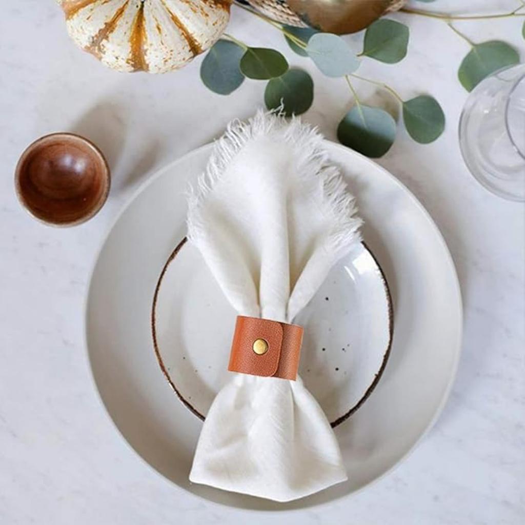 12 шт. Кожаные кольца для салфеток, винтажная пряжка, держатель для салфеток для декора стола, украшения для свадебных салфеток, классические коричневые кожаные кольца для салфеток