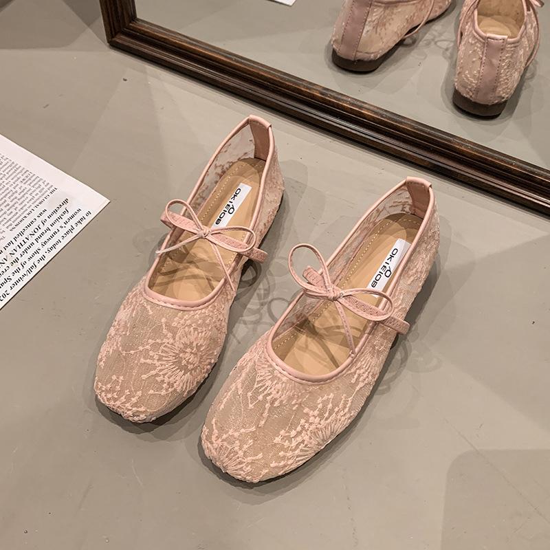 Французские белые сетчатые туфли на плоской подошве женские, новинка 2025 года, весна-лето, сказочный ветер с юбкой, нежный ветер, туфли Мэри Джейн